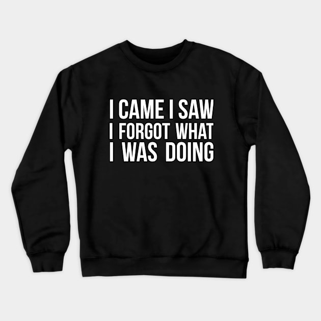 I Came I Saw I Forgot What I was Doing humor joke quote Crewneck Sweatshirt by RedYolk